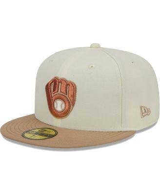Men's Cream Milwaukee Brewers Chrome Camel Rust Undervisor 59FIFTY Fitted Hat by NEW ERA
