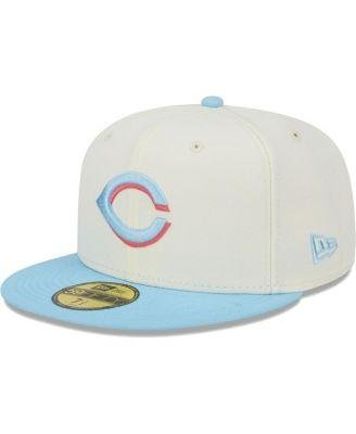 Men's Cream and Light Blue Cincinnati Reds Spring Color Two-Tone 59FIFTY Fitted Hat by NEW ERA