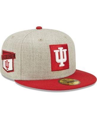 Men's Heather Gray and Crimson Indiana Hoosiers Patch 59FIFTY Fitted Hat by NEW ERA