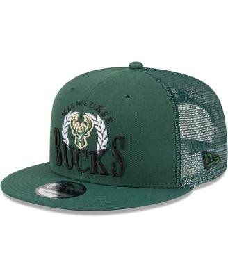 Men's Hunter Green Milwaukee Bucks Bold Laurels 9FIFTY Snapback Hat by NEW ERA