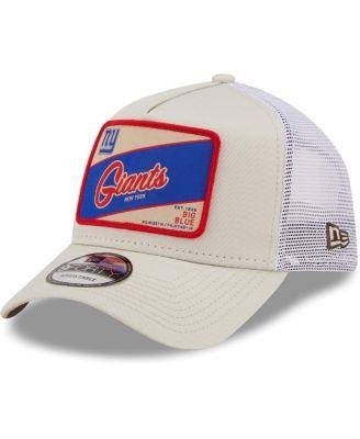 Men's Khaki, White New York Giants Happy Camper A-Frame Trucker 9FORTY Snapback Hat by NEW ERA