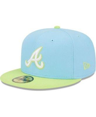 Men's Light Blue and Neon Green Atlanta Braves Spring Color Two-Tone 59FIFTY Fitted Hat by NEW ERA