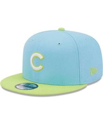 Men's Light Blue and Neon Green Chicago Cubs Spring Basic Two-Tone 9FIFTY Snapback Hat by NEW ERA