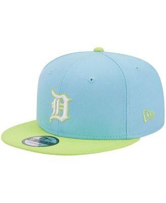 Men's Light Blue and Neon Green Detroit Tigers Spring Basic Two-Tone 9FIFTY Snapback Hat by NEW ERA