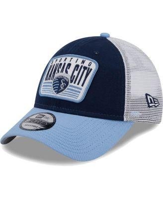 Men's Navy, Light Blue Sporting Kansas City Patch 9Forty Trucker Snapback Hat by NEW ERA