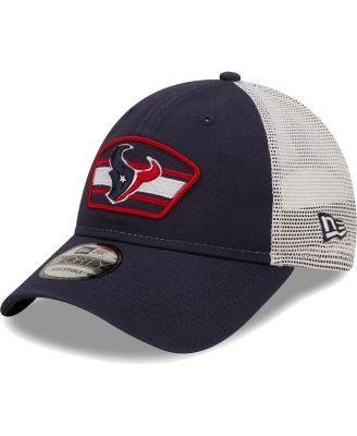 Men's Navy, White Houston Texans Logo Patch Trucker 9FORTY Snapback Hat by NEW ERA