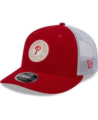 Men's Red Philadelphia Phillies Circle Trucker Low Profile 9FIFTY Snapback Hat by NEW ERA