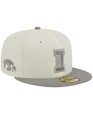 Men's Stone, Gray Iowa Hawkeyes Chrome and Concrete 59FIFTY Fitted Hat by NEW ERA