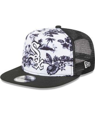 Men's White, Black Chicago White Sox Vacay 2.0 A-Frame Trucker 9FIFTY Snapback Hat by NEW ERA