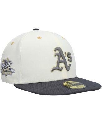 Men's White, Charcoal Oakland Athletics 1989 World Series Chrome 59FIFTY Fitted Hat by NEW ERA