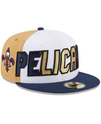 Men's White, Navy New Orleans Pelicans Back Half 9FIFTY Fitted Hat by NEW ERA