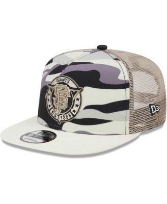 Men's White San Francisco Giants Chrome Camo A-Frame 9FIFTY Trucker Snapback Hat by NEW ERA