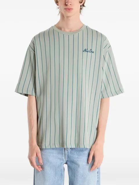 pinstripe-pattern logo-embroidered t-shirt by NEW ERA