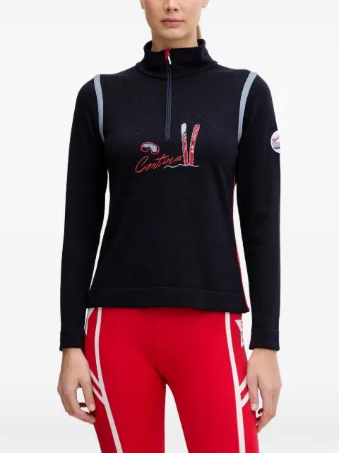 zip embroidered ski top by NEWLAND