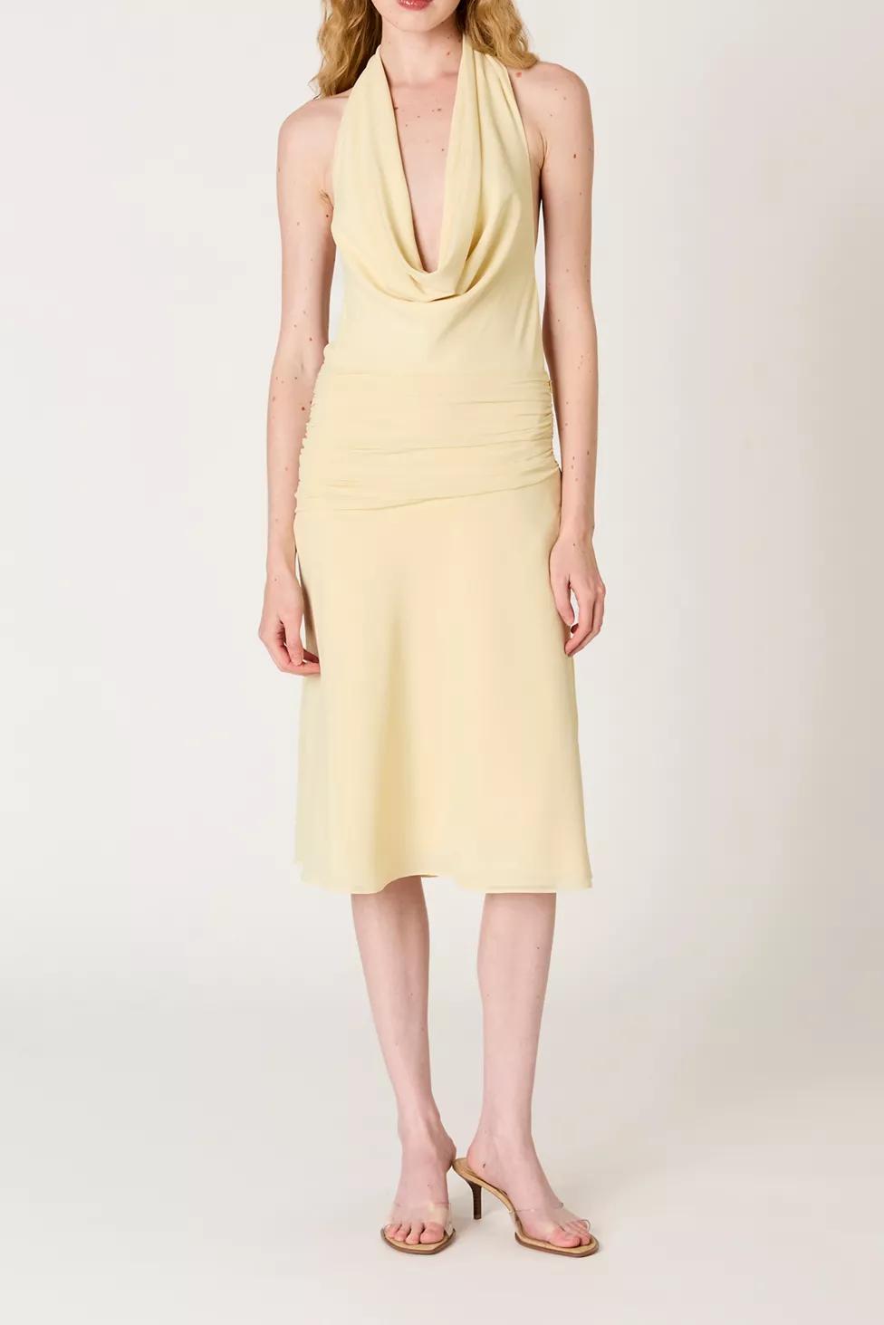 NIA Ternura Draped Cowl Halter Neck Midi Dress by NIA