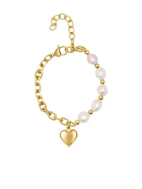 cable-chain pearl-embellishment Love bracelet by NIALAYA JEWELRY