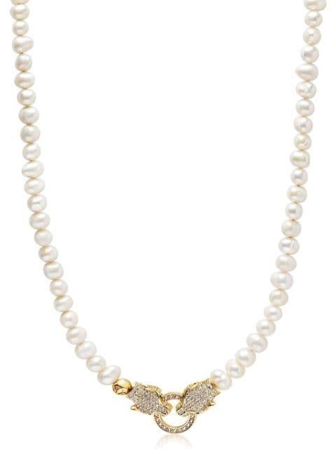 diamond-panther freshwater-pearl necklace by NIALAYA JEWELRY