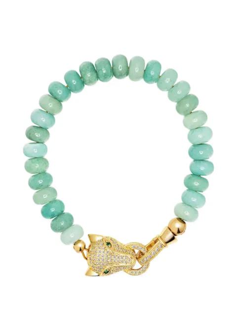 panther-head amazonite-bead bracelets by NIALAYA JEWELRY