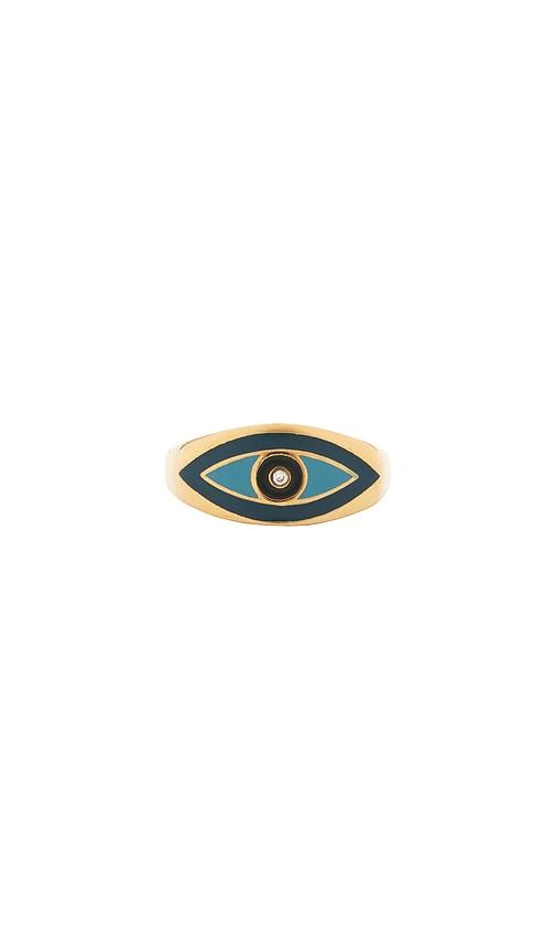 Nialaya Evil Eye Ring in Metallic Gold by NIALAYA