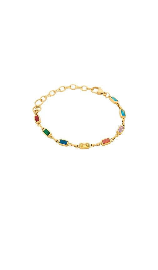 Nialaya Rectangle Tennis Bracelet in Metallic Gold by NIALAYA