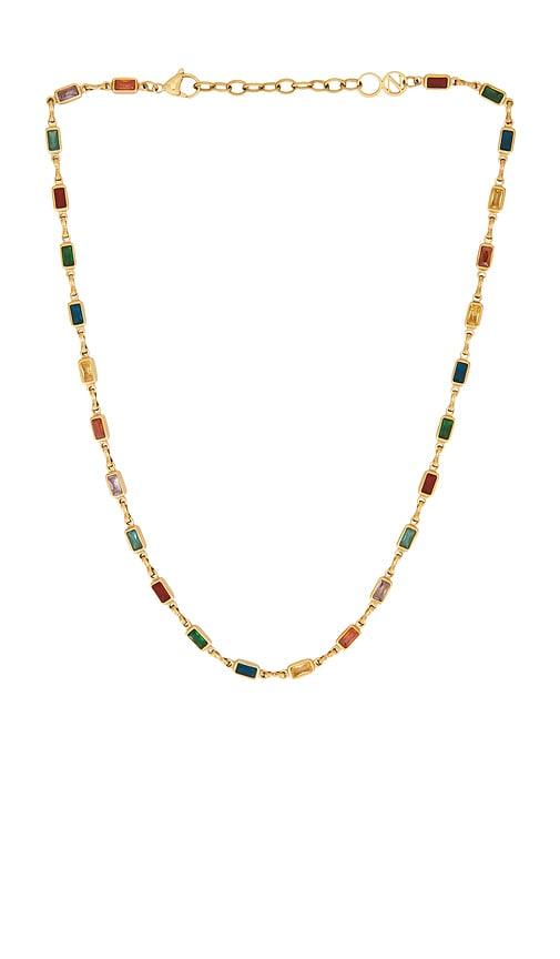 Nialaya Rectangle Tennis Necklace in Metallic Gold by NIALAYA