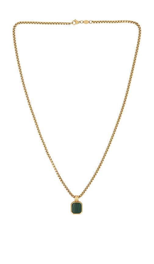 Nialaya Square Malachite Pendant Necklace in Metallic Gold by NIALAYA