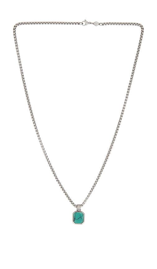 Nialaya Square Turquoise Pendant Necklace in Metallic Silver by NIALAYA