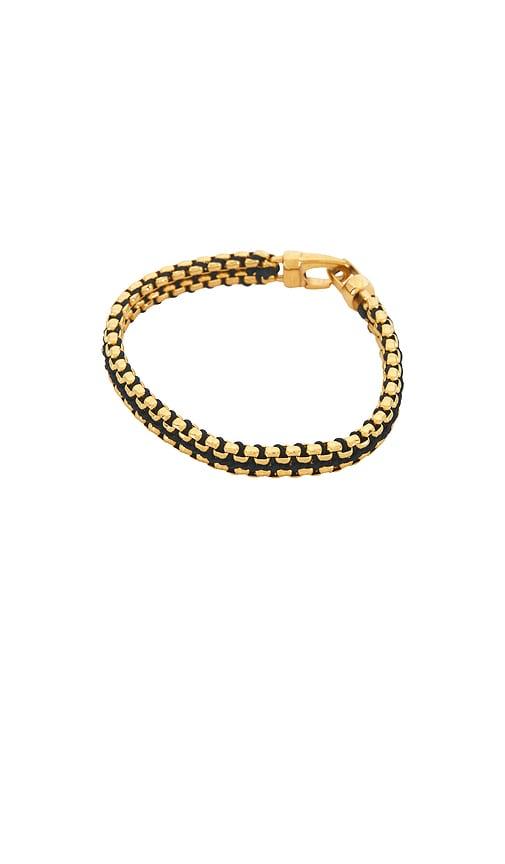 Nialaya Woven 8Mm Box Chain Bracelet in Metallic Gold by NIALAYA