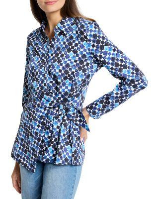 Blue Baubles Side Tie Top by NIC+ZOE
