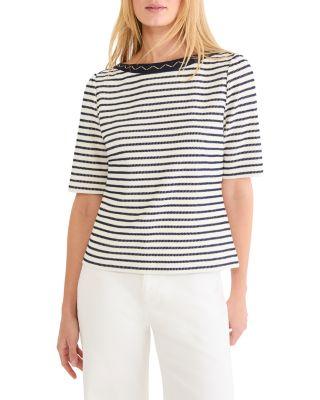 Embroidered Boat Neck Top by NIC+ZOE