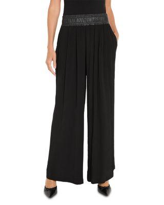 Faux Leather Waistband Wide Leg Pants by NIC+ZOE