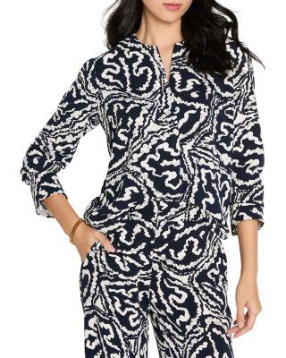 Indigo Leaf Double Crepe Top by NIC+ZOE