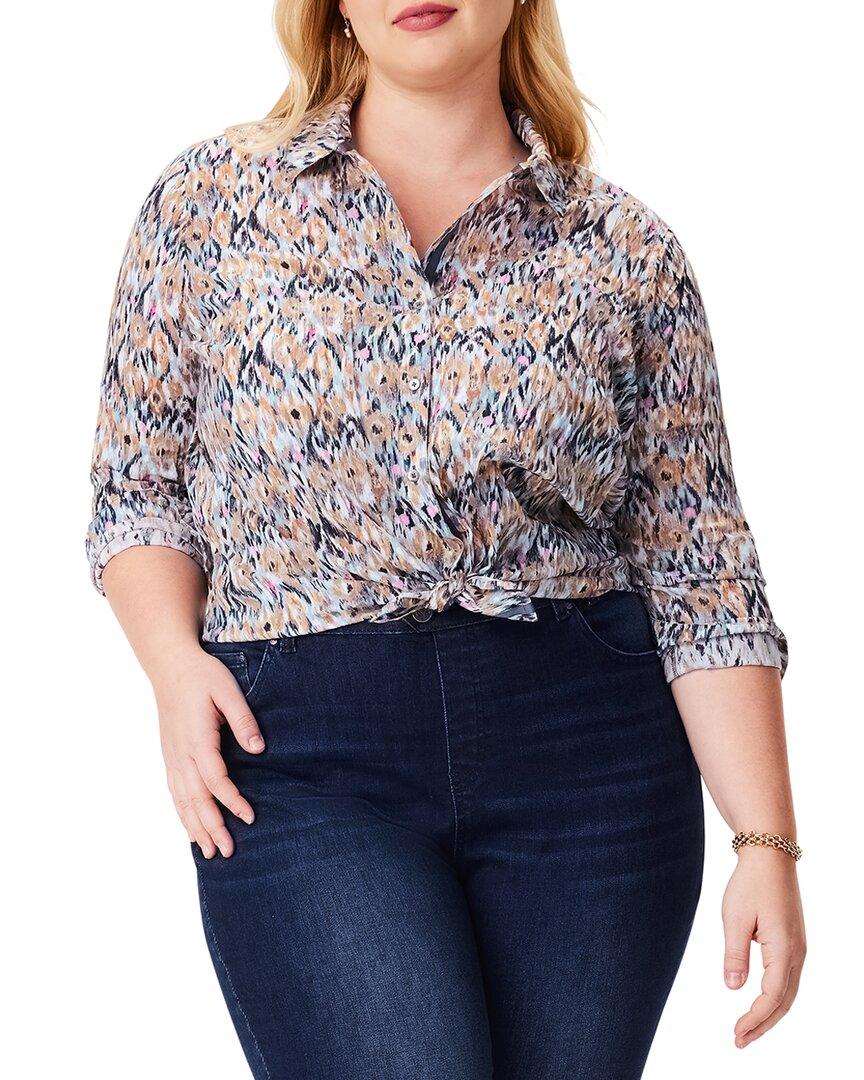 NIC+ZOE Plus Up Beat Ikat Crinkle Shirt by NIC + ZOE