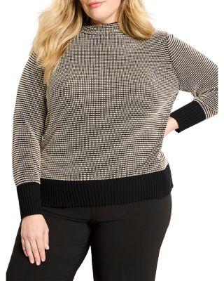 Pixel Knit Funnel Neck Sweater by NIC+ZOE PLUS
