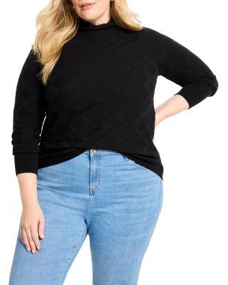 Textured Diamond Funnel Neck Sweater by NIC+ZOE PLUS