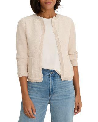 Scalloped Trim Weave Mix Knit Jacket by NIC+ZOE