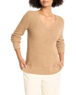 Shimmer Waffle V Neck Sweater by NIC+ZOE
