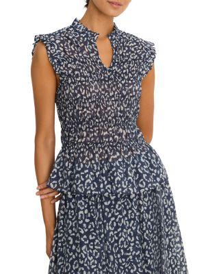 Smocked Leopard Sketch Top by NIC+ZOE