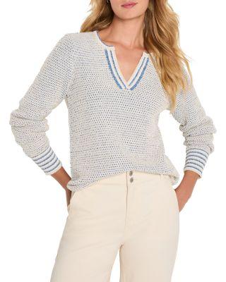 Tuck Texture Split Neck Sweater by NIC+ZOE