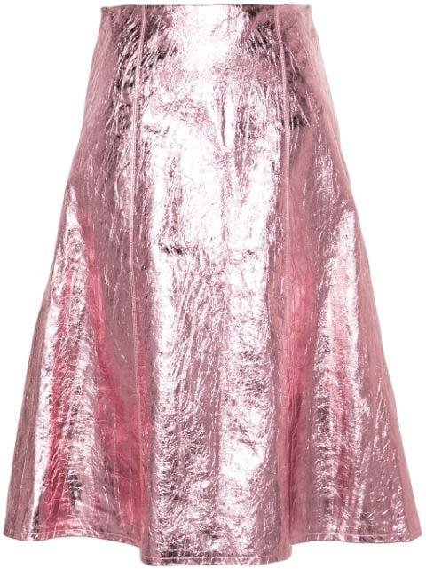 Tegola metallic-leather midi skirt by NICCOLO PASQUALETTI