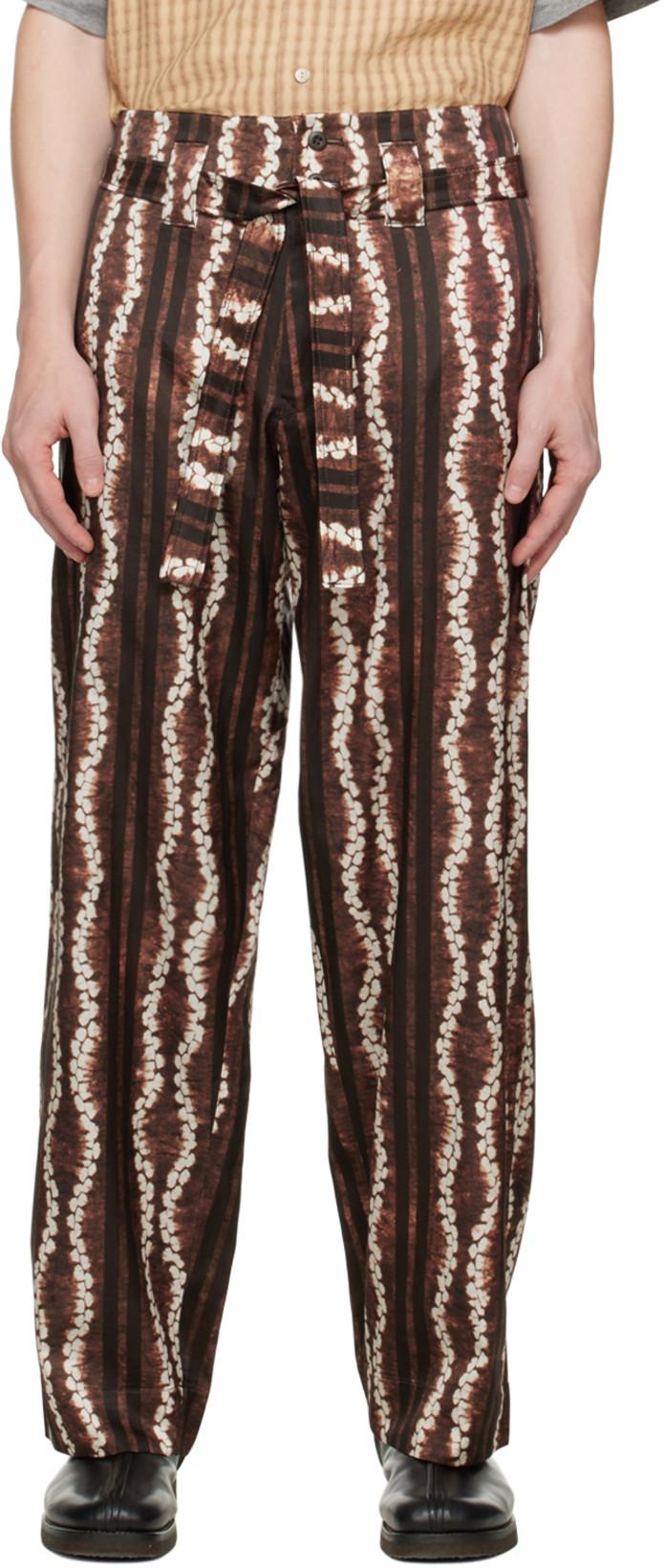 Brown & White Roketsu-Dyed Trousers by NICHOLAS DALEY