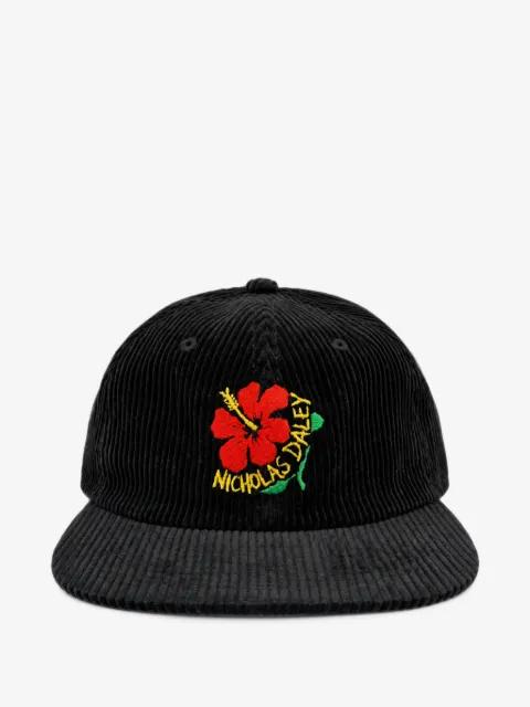 floral-embroidered corduroy cap by NICHOLAS DALEY
