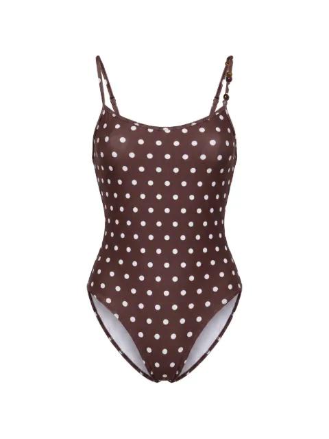 Dione one piece suit - espresso ivory polka dot by NICHOLAS