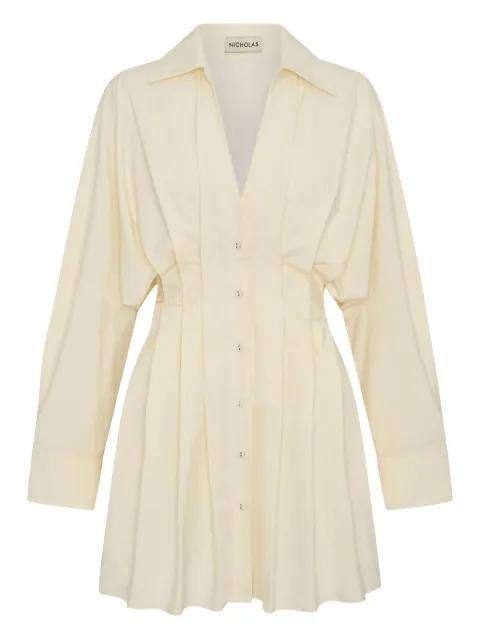 Fabienne pleated button-front shirt dress by NICHOLAS