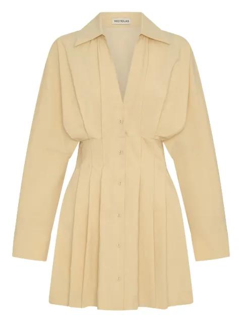 Fabienne pleated button-front shirt dress by NICHOLAS