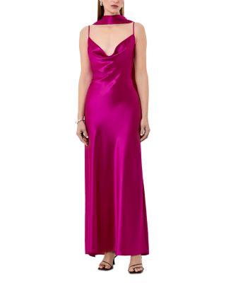 Geneva Sleeveless Cowl Neck Side Slit Gown by NICHOLAS