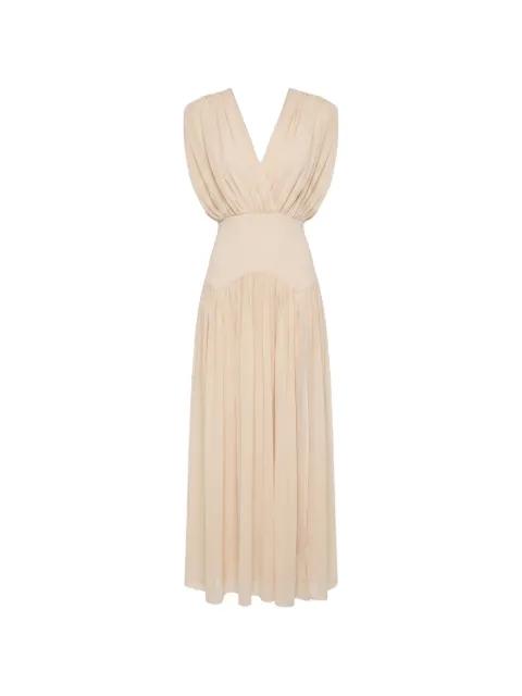 Giana plunging-neck pleated maxi dress by NICHOLAS
