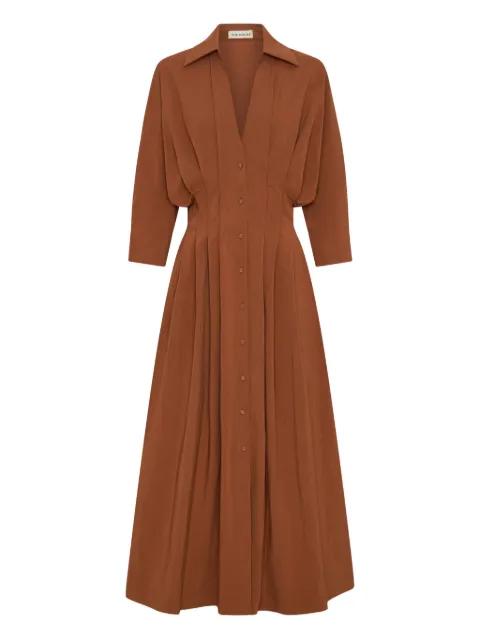 Lanae pleated button-front midi dress by NICHOLAS