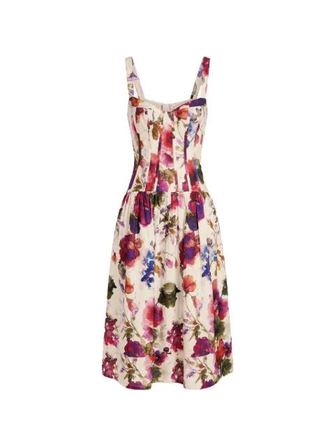 Makenna floral-print corset-style midi dress by NICHOLAS