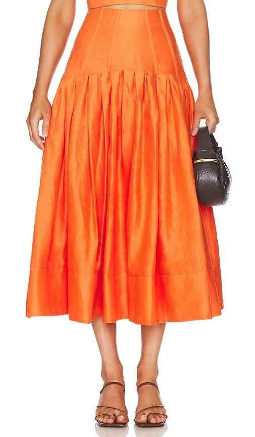 NICHOLAS Aniyah Corset Midi Skirt in Orange by NICHOLAS